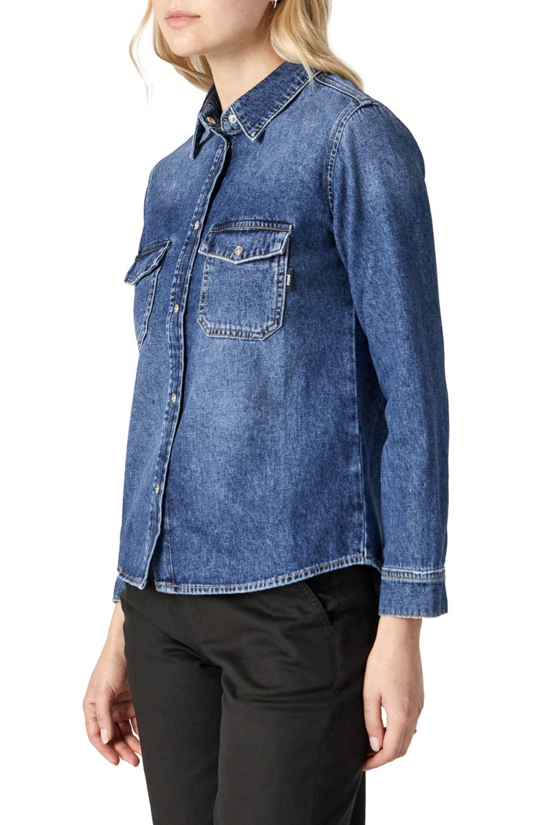 Mavi Jeans Levin Bracelet Sleeve Denim Shirt Jacket, Alternate, color, Dark Blue Denim