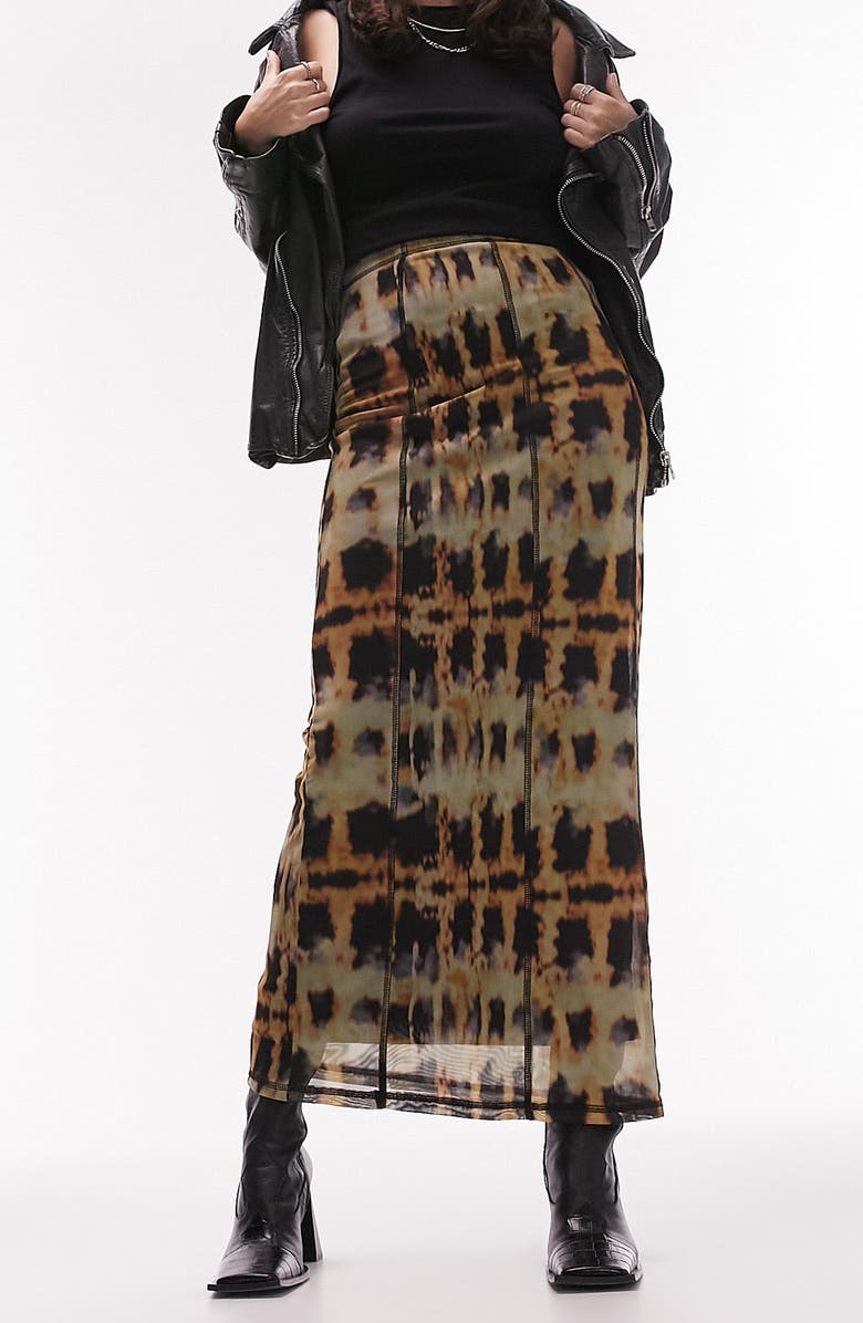 Topshop Tie Dye Midi Skirt, Main, color, 