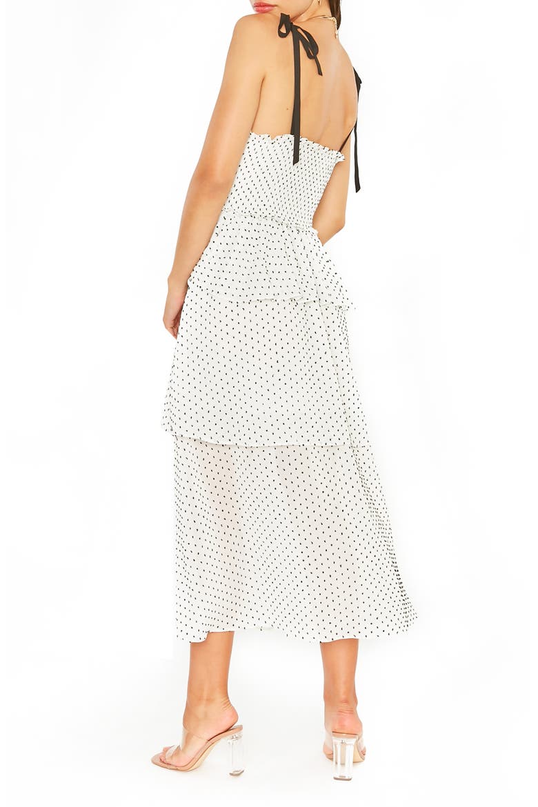 Paula Polka Dot Tiered Ruffle Midi Sundress, Alternate, color, WHITE-BLACK DOT