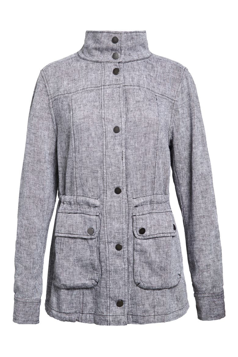 Linen Blend Utility Jacket, Main, color, BLACK CROSSDYE
