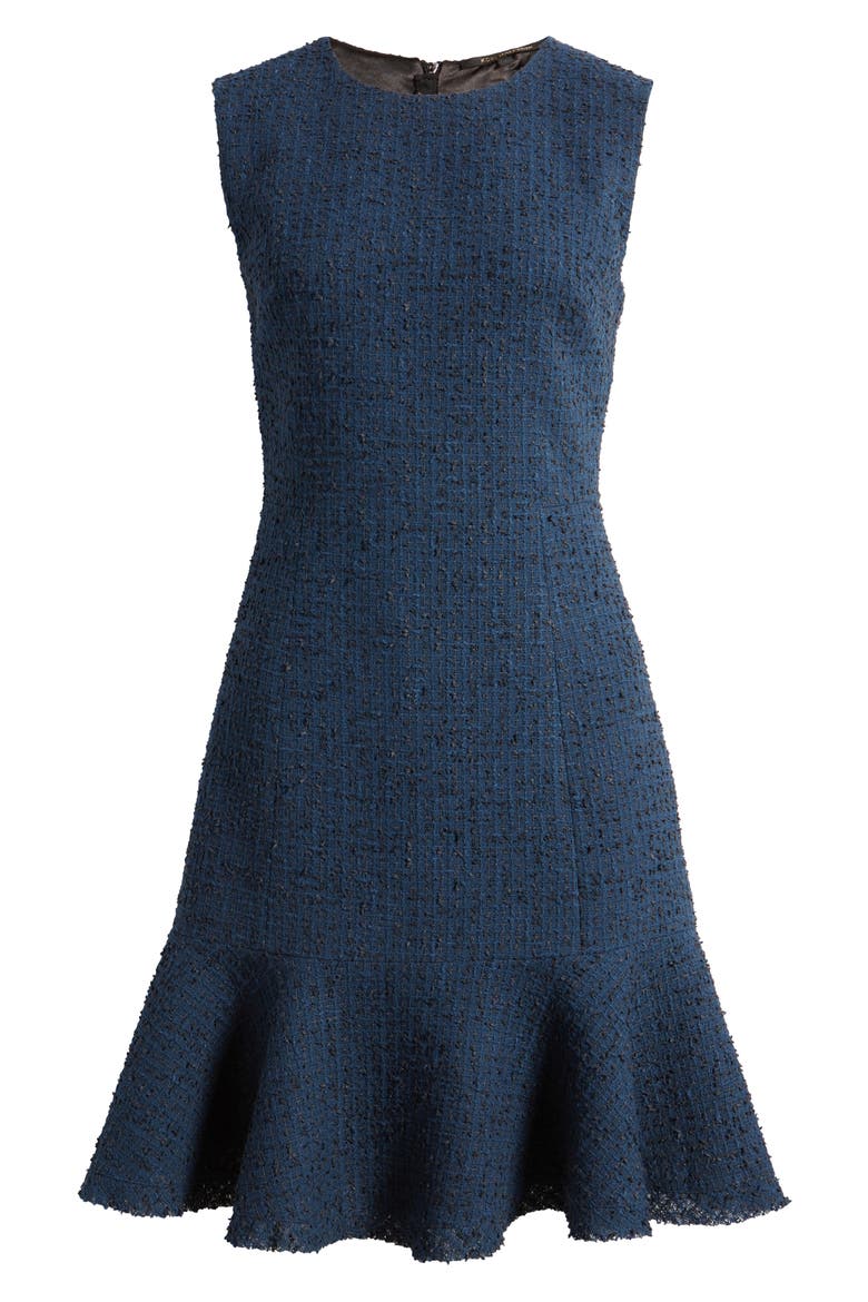 Maui Sleeveless Tweed Sheath Dress, Alternate, color, NAVY