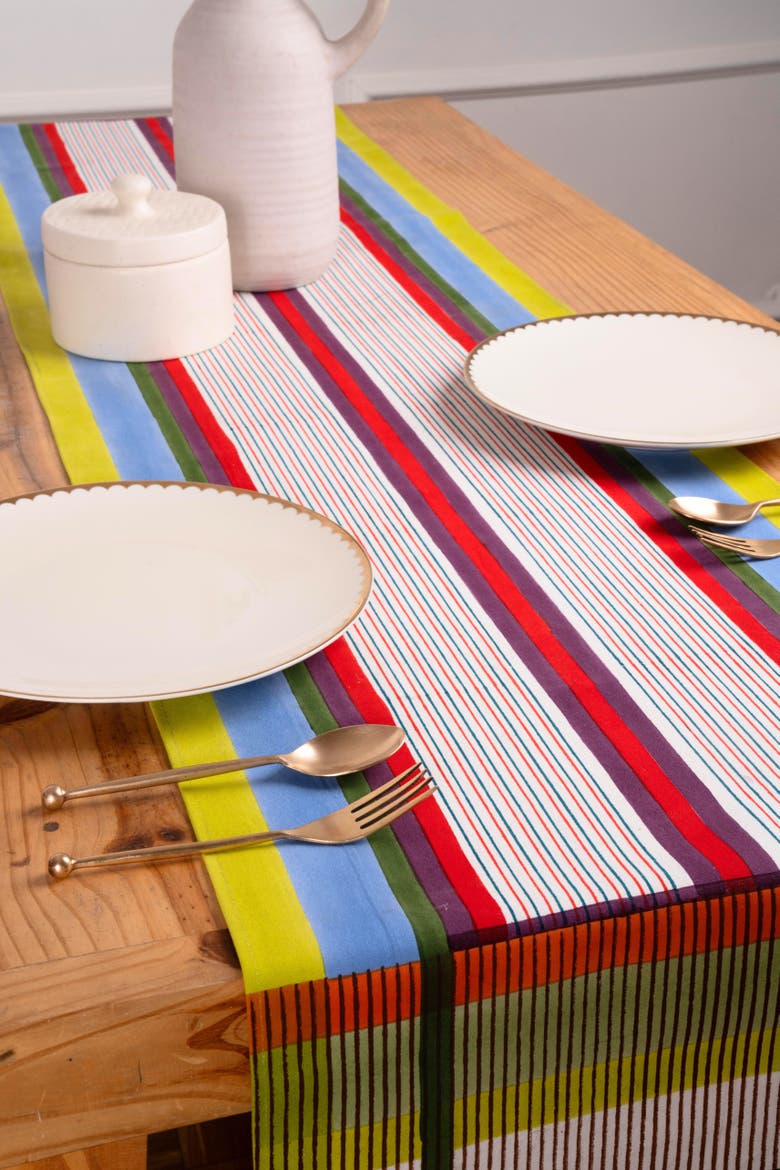 Modernist Striped Tablerunner, Alternate, color, Multicolor