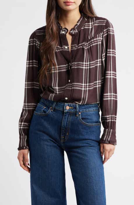 Rails Alanna Ruffle Plaid Snap-Up Shirt