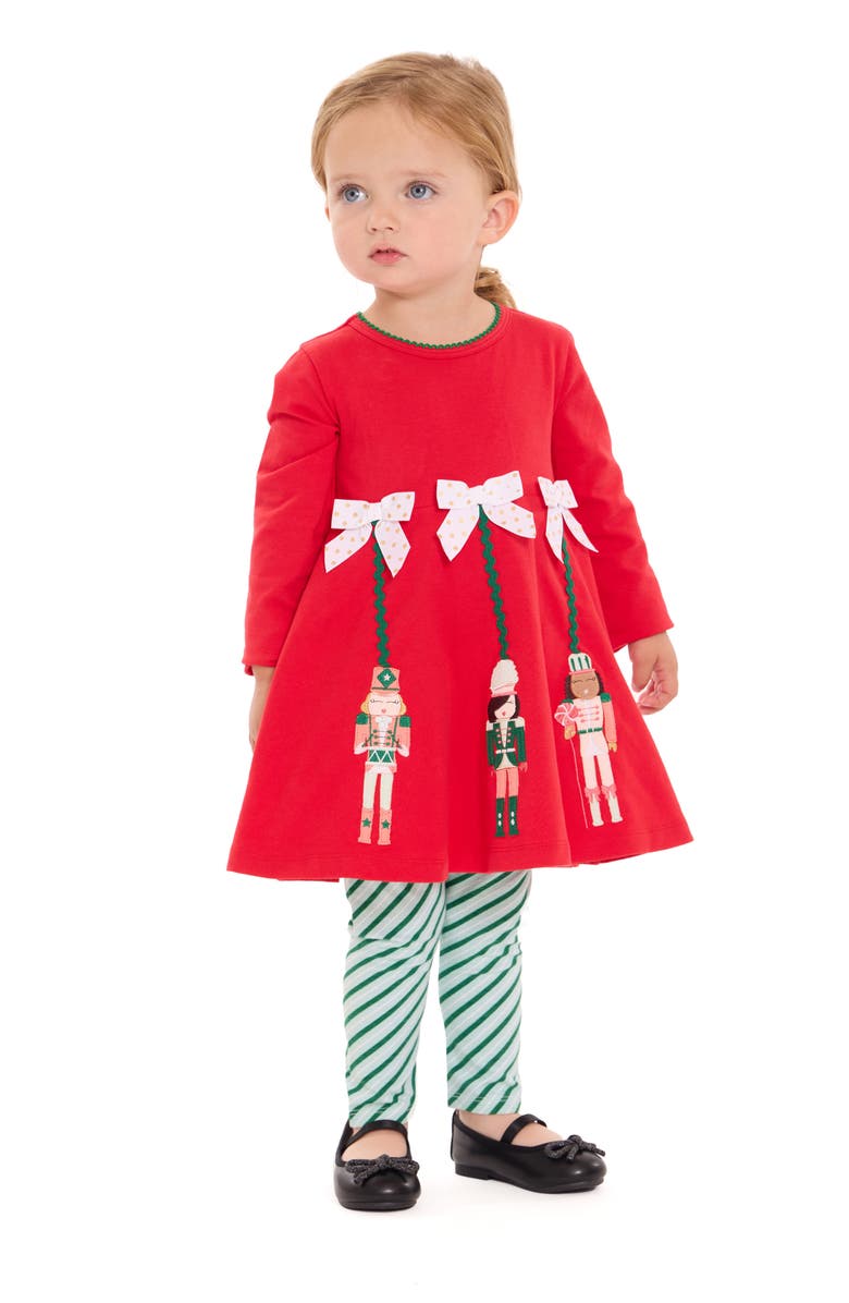 Bonnie Jean Dangling Nutcracker Tunic & Leggings Set, Alternate, color, Red