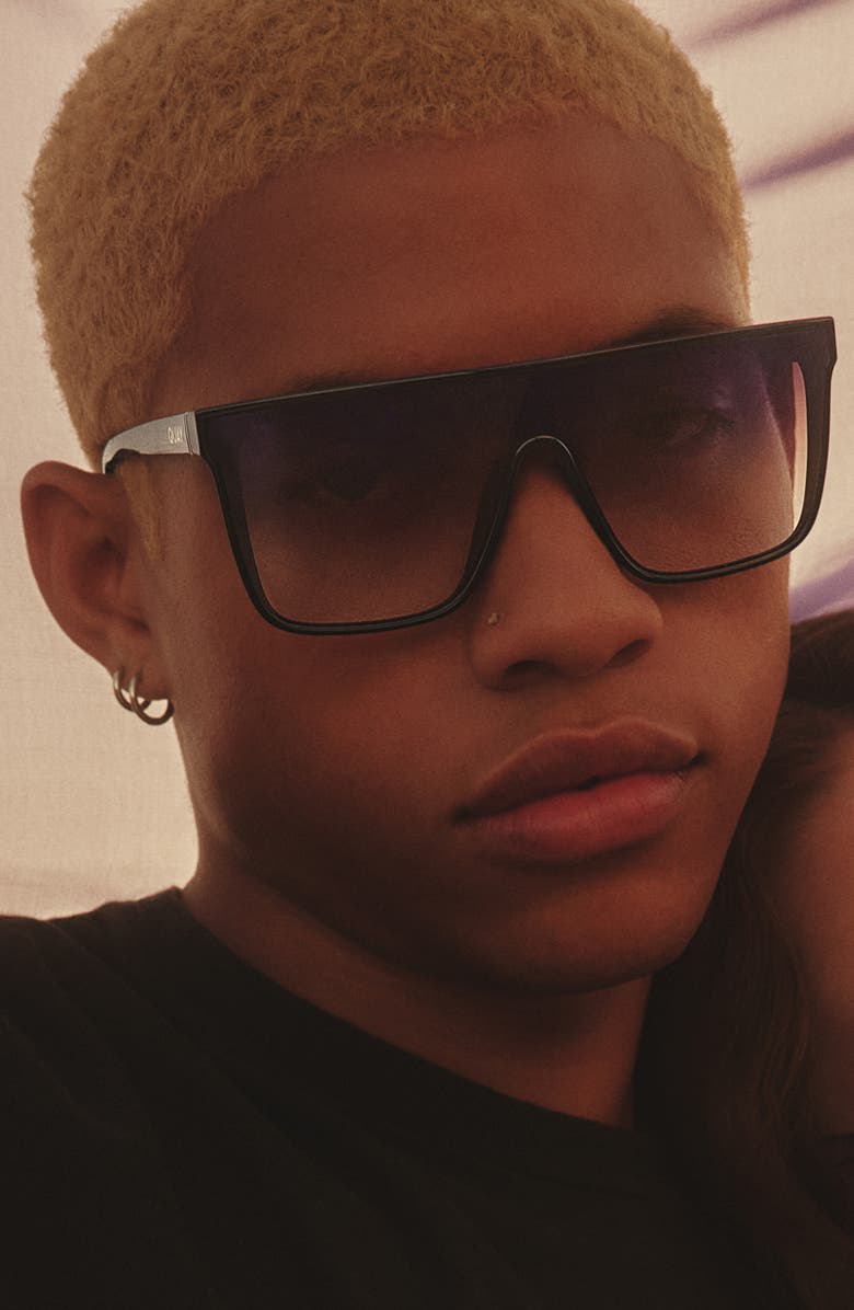 QUAY Nightfall Medium 138mm Shield Sunglasses, Alternate, color, Blk/Dskpnk