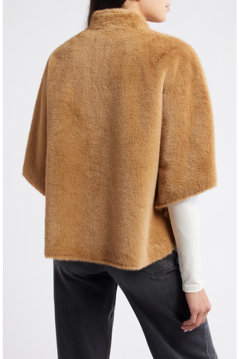 Faux Fur Capelet, Alternate, color, CARAMEL LATTE