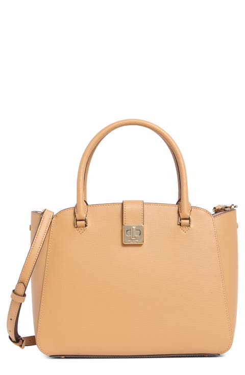 phoebe refined grained leather top handle bag