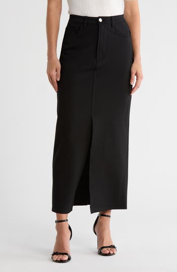 Truth Five-pocket Ponte Maxi Skirt In Black