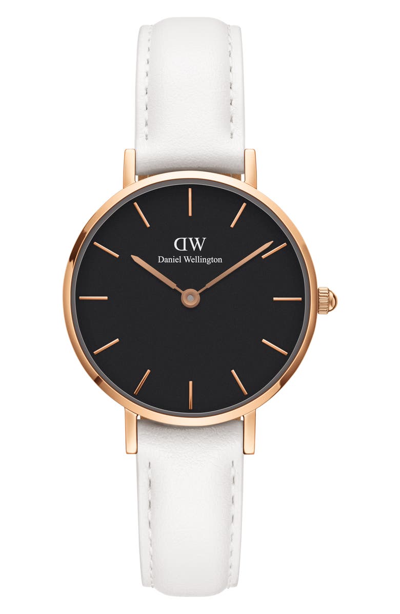 Daniel Wellington Classic Petite Leather Strap Watch, 28mm, Main, color, 