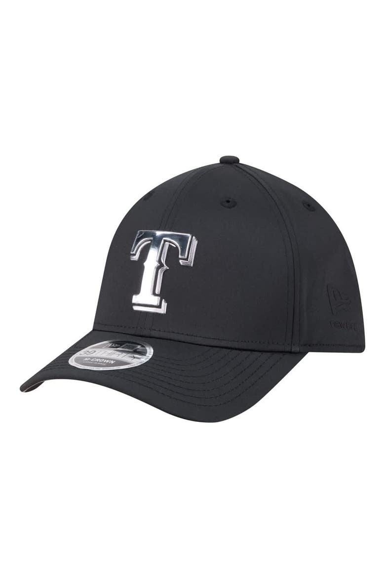 Men's New Era  Black Texas Rangers Metallic 39THIRTY M-Crown Flex Hat, Main, color, Black