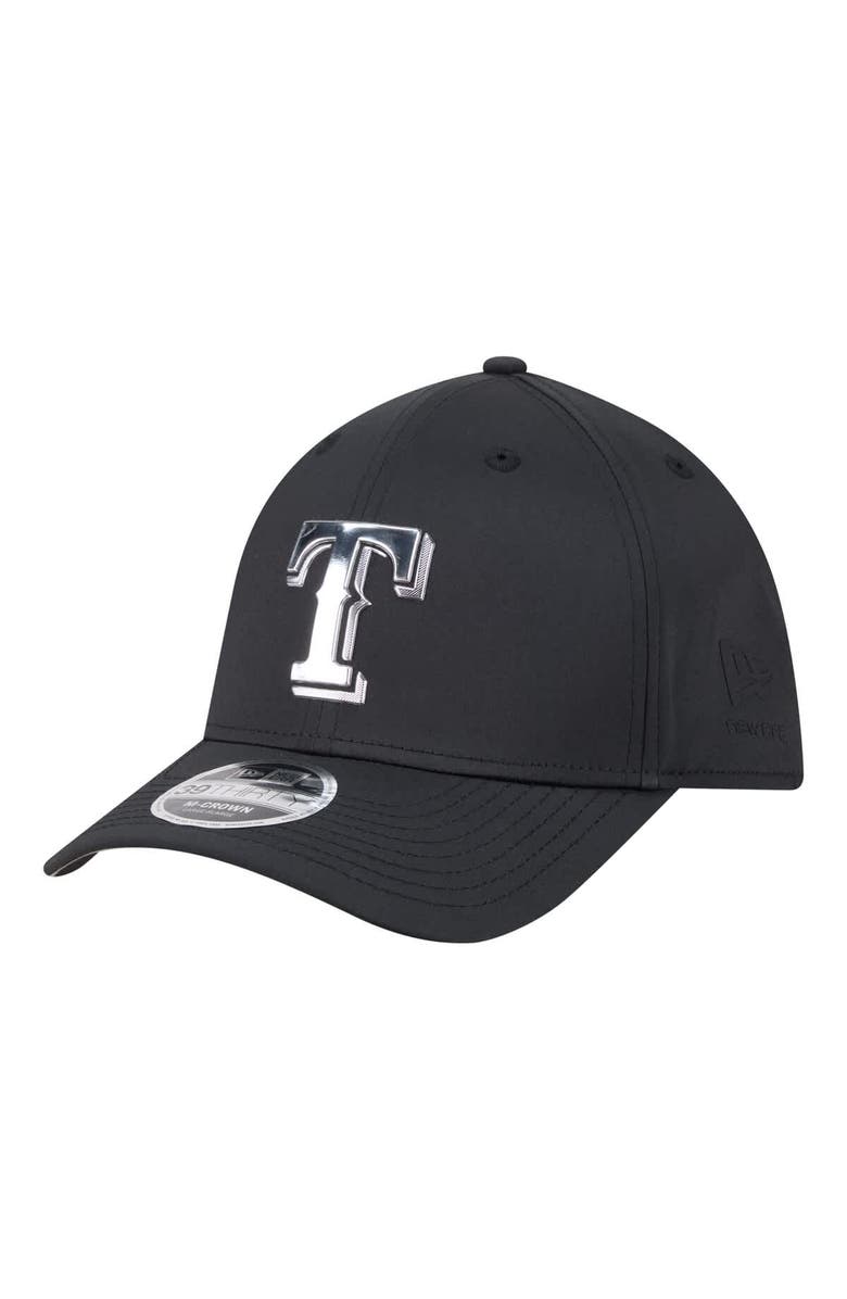 New Era Men's New Era Black Texas Rangers Metallic 39THIRTY M-Crown Flex Hat, Main, color, Black