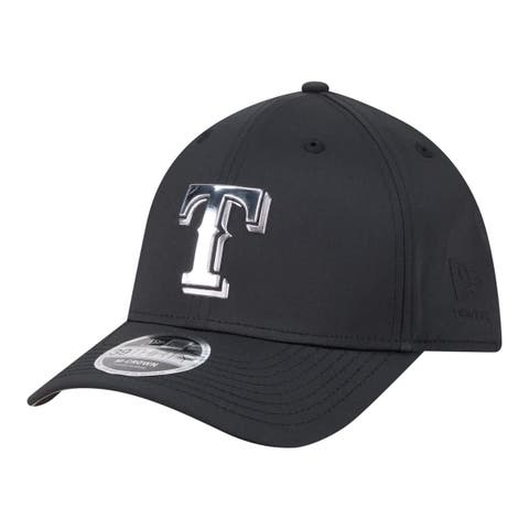 Men's New Era  Black Texas Rangers Metallic 39THIRTY M-Crown Flex Hat
