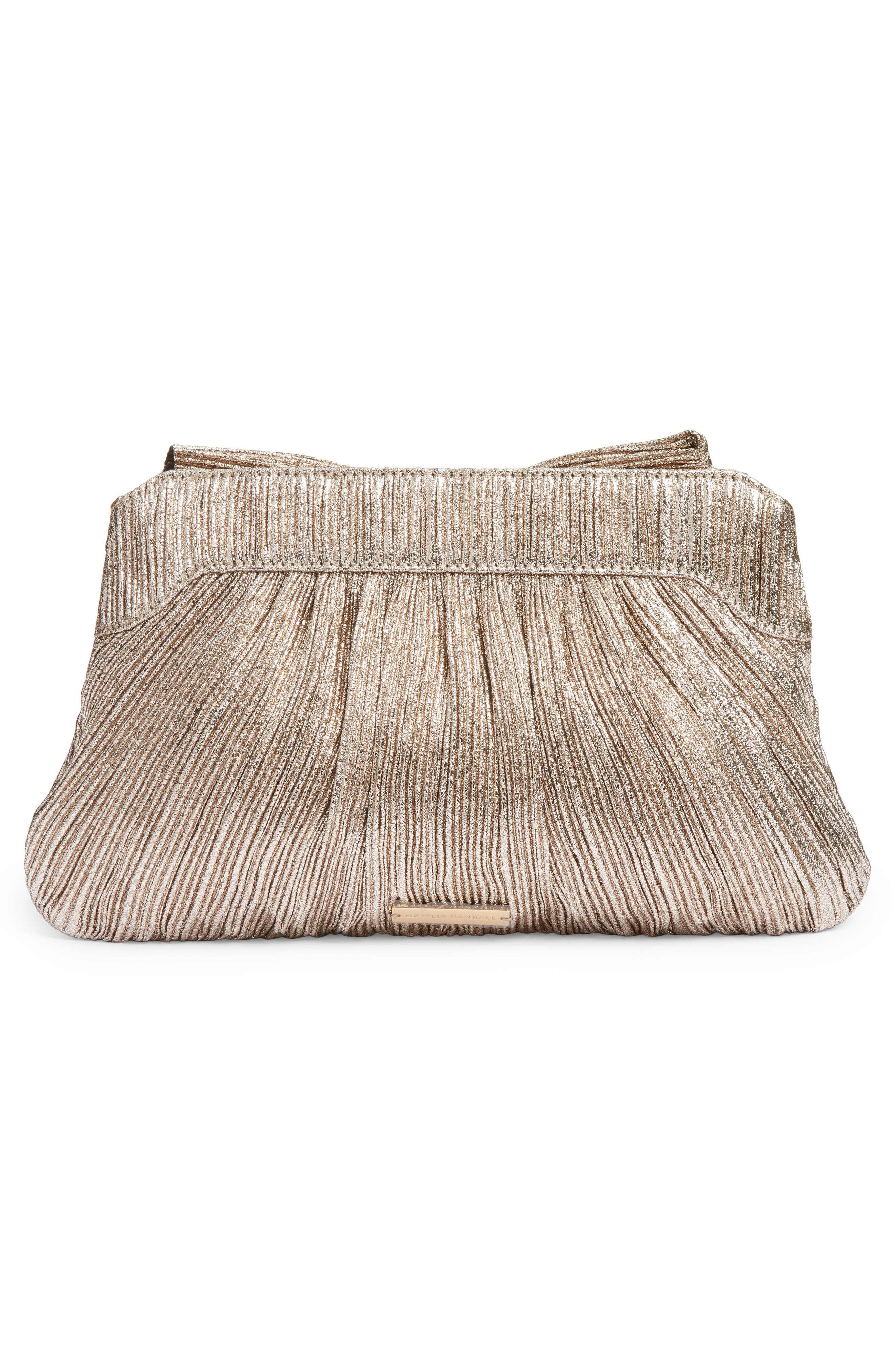 Loeffler Randall Rayne Plissé Clutch, Alternate, color, Champagne