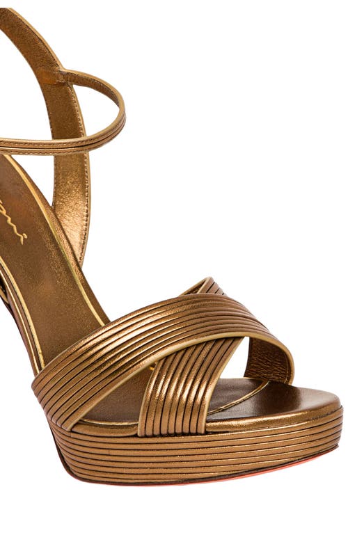 Santoni Leather High-heel Sandal In Gold