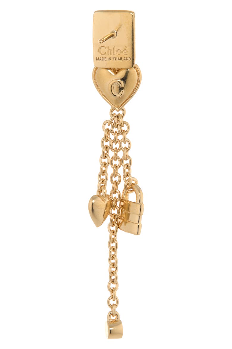 The Chloé Mini Paddington Linear Drop Earrings, Alternate, color, VINTAGE GOLD
