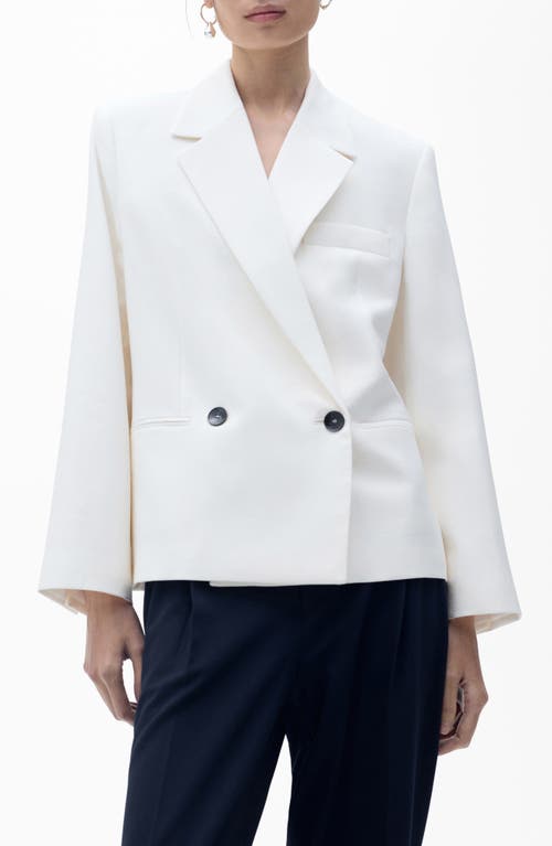 Mango Contrasting Double Breasted Blazer In White