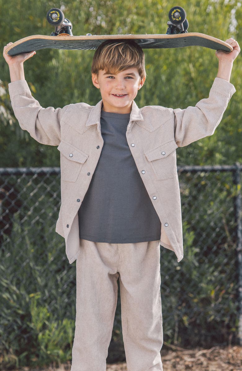 Feather 4 Arrow Kids' Frontier Corduroy Snap-Up Western Overshirt, Alternate, color, Birch