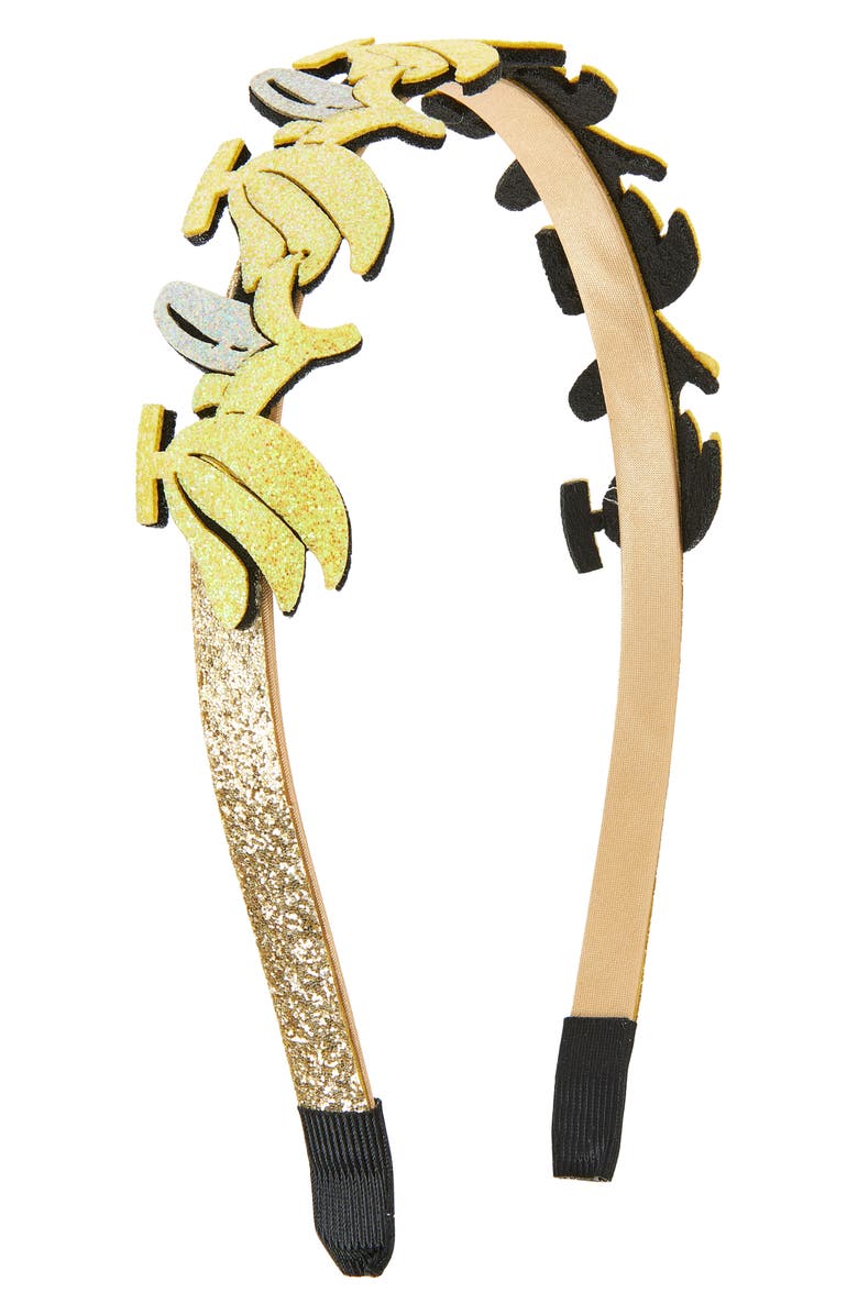 Cara Kids' Banana Glitter Headband, Main, color, Yellow