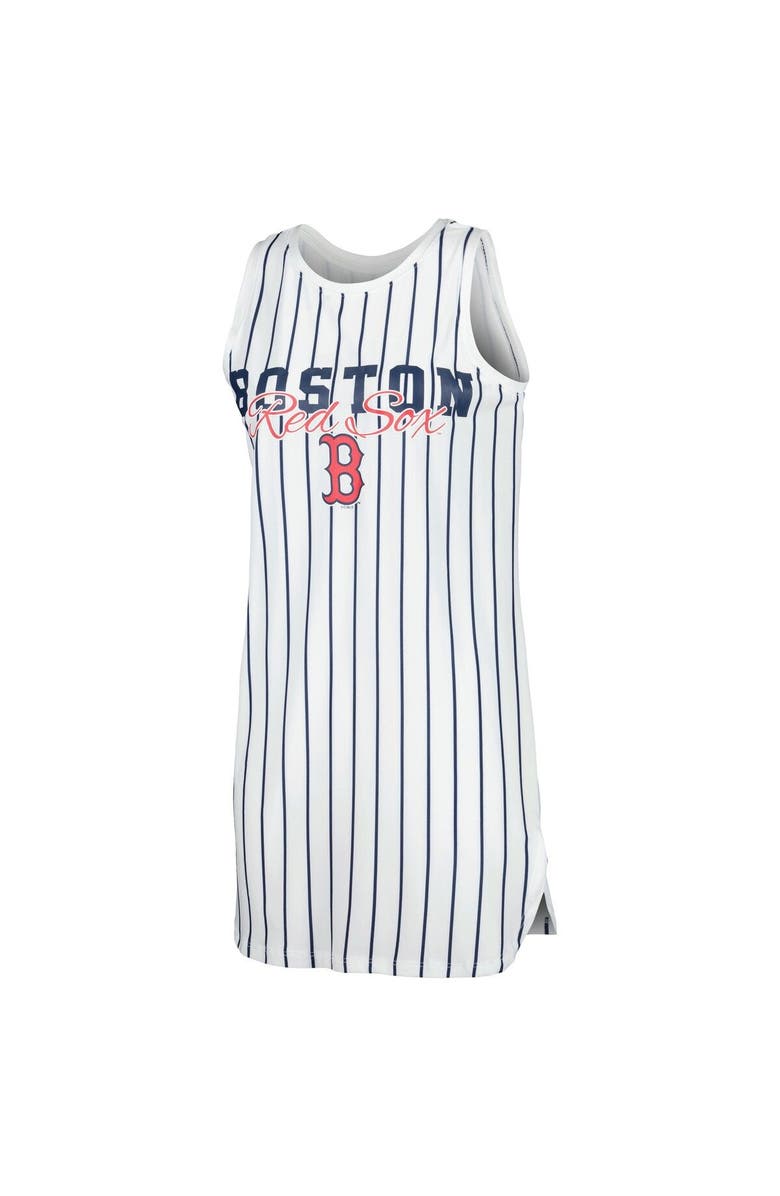 CONCEPTS SPORT Women's Concepts Sport White Boston Red Sox Reel Pinstripe Knit Sleeveless Nightshirt, Alternate, color, White