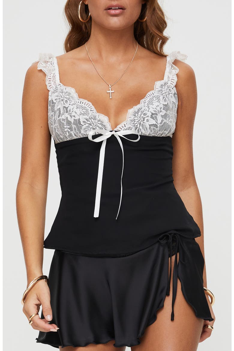 Delvonte Lace Trim Tank, Main, color, BLACK