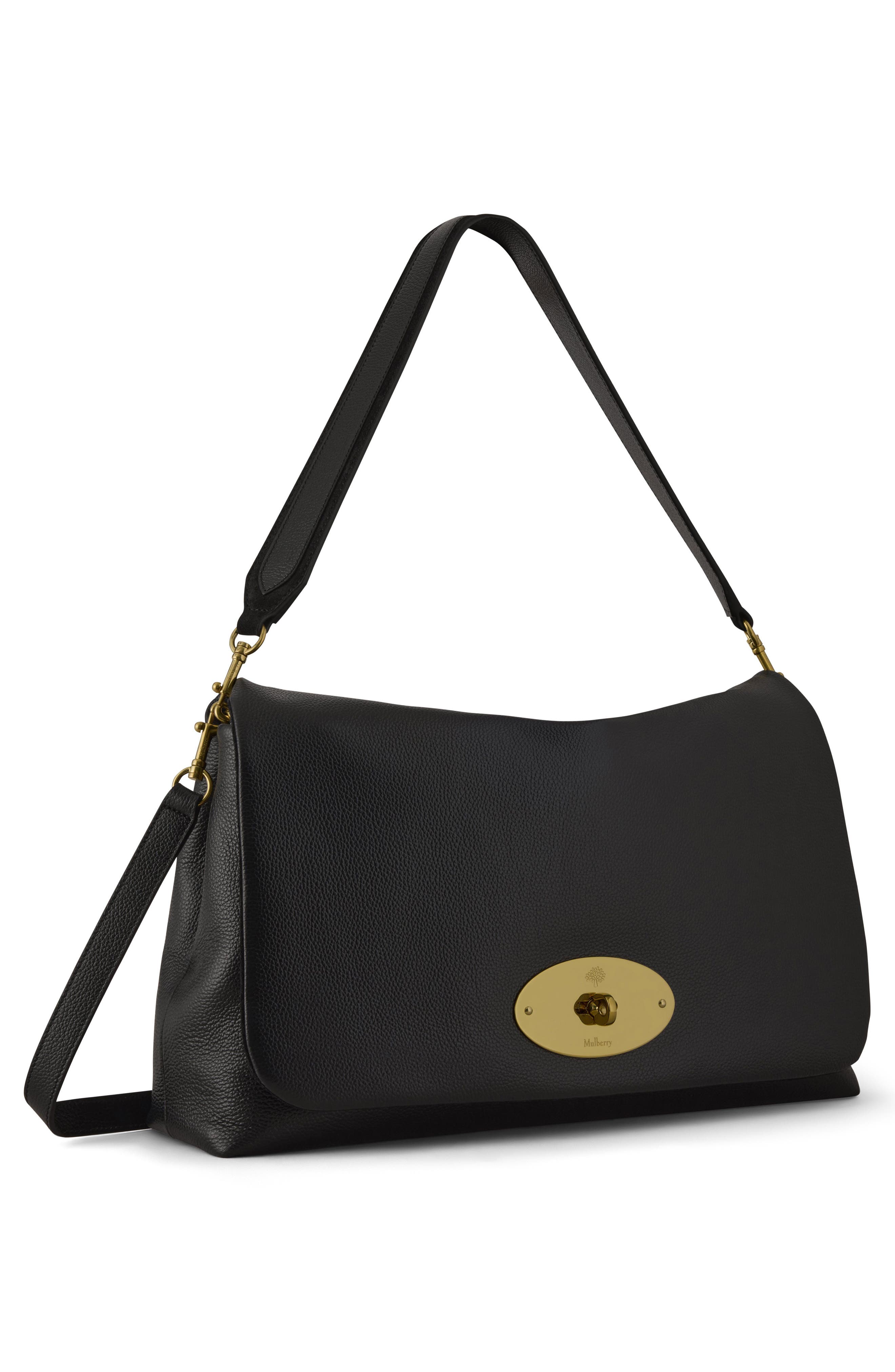 Large Delilah Leather Flap Shoulder Bag, Alternate, color, BLACK