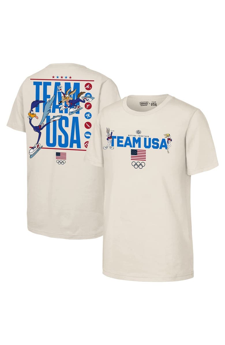Outerstuff Youth Outerstuff  Cream Team USA x Looney Tunes Chased T-Shirt, Main, color, Cream