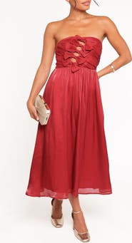 Petal & Pup Mila Strapless Bow Cutout Midi Dress