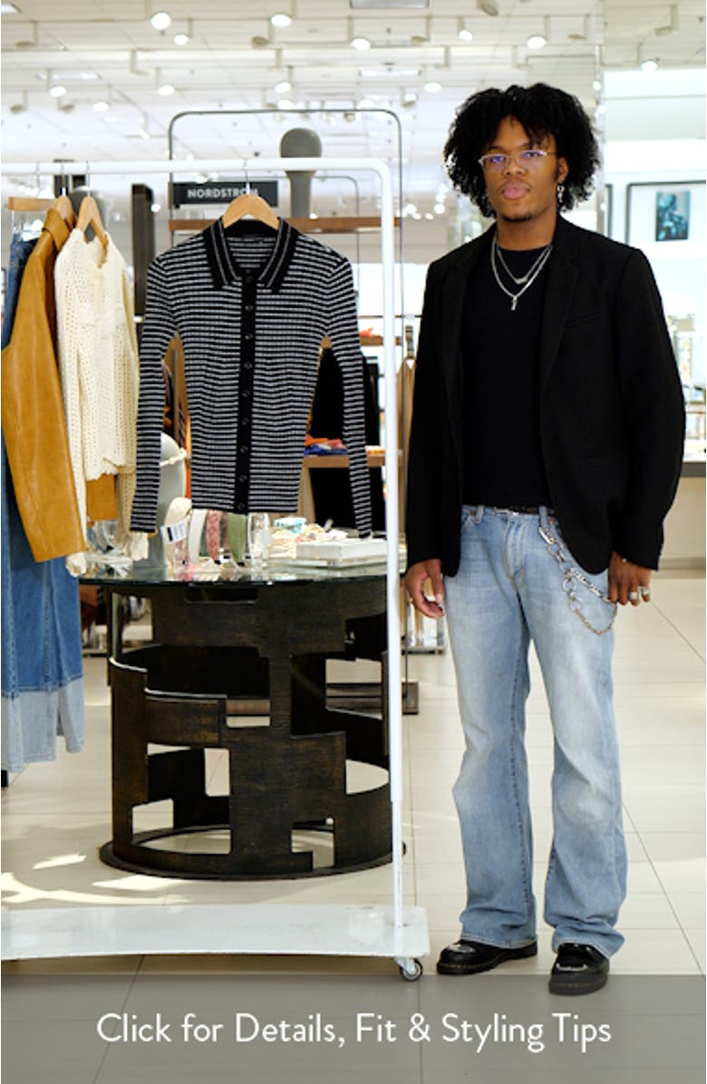 Stripe Rib Collared Cardigan, sales video thumbnail