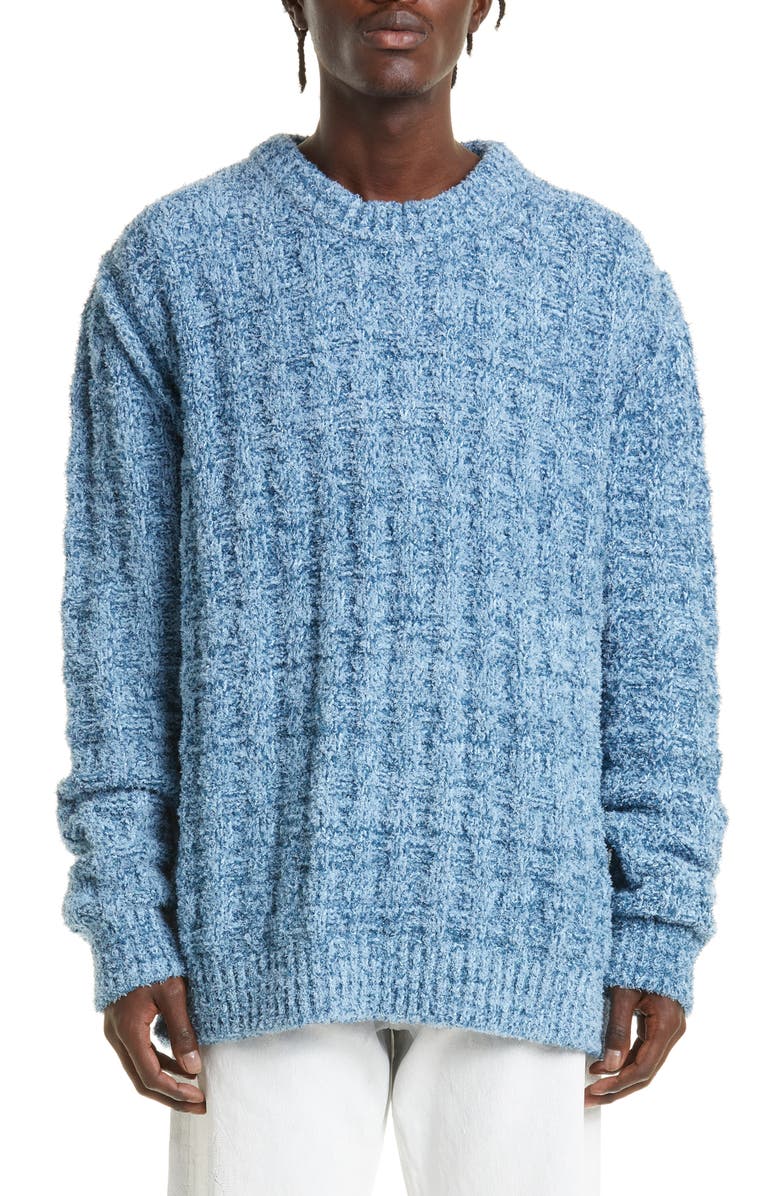 Maison Margiela Men's Crewneck Rib Cotton Blend Bouclé Sweater, Main, color,