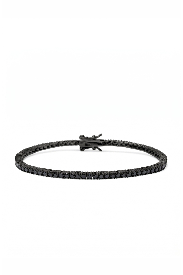 Black Mini Tennis Bracelet, Main, color, Black