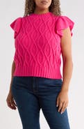 SUGARLIPS Flutter Sleeve Cable Knit Sweater