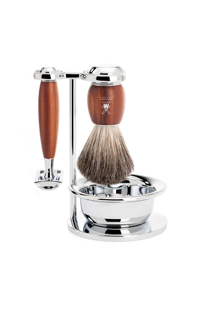 MÜHLE Vivo Plumwood 4-Piece Pure Badger & Safety Razor Shaving Set, Main, color, Plumwood