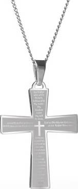 Brook and York Men's Lord's Prayer Cross Pendant Necklace