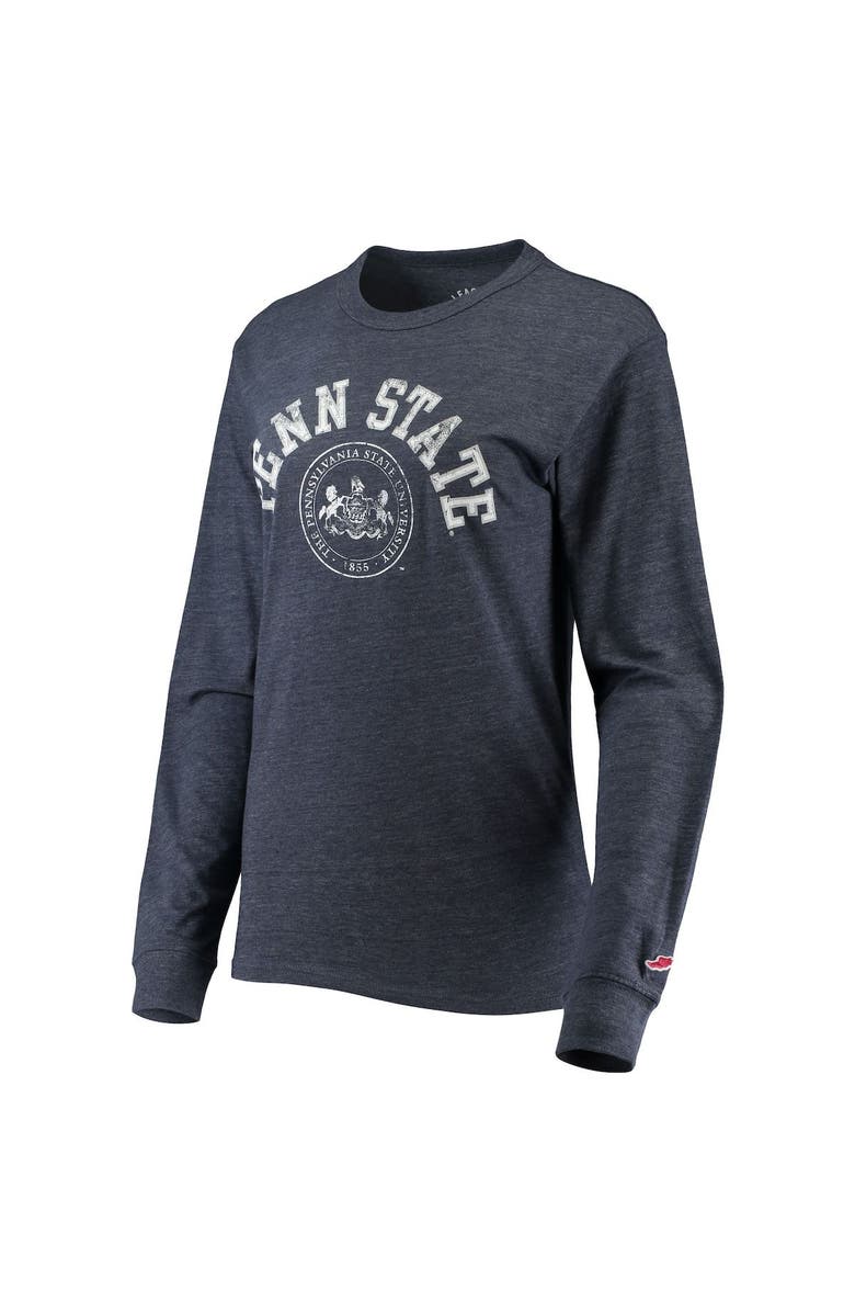 LEAGUE COLLEGIATE WEAR Women's League Collegiate Wear Heathered Navy Penn State Nittany Lions Seal Victory Falls Oversized Tri-Blend Long Sleeve T-Shirt, Alternate, color, 