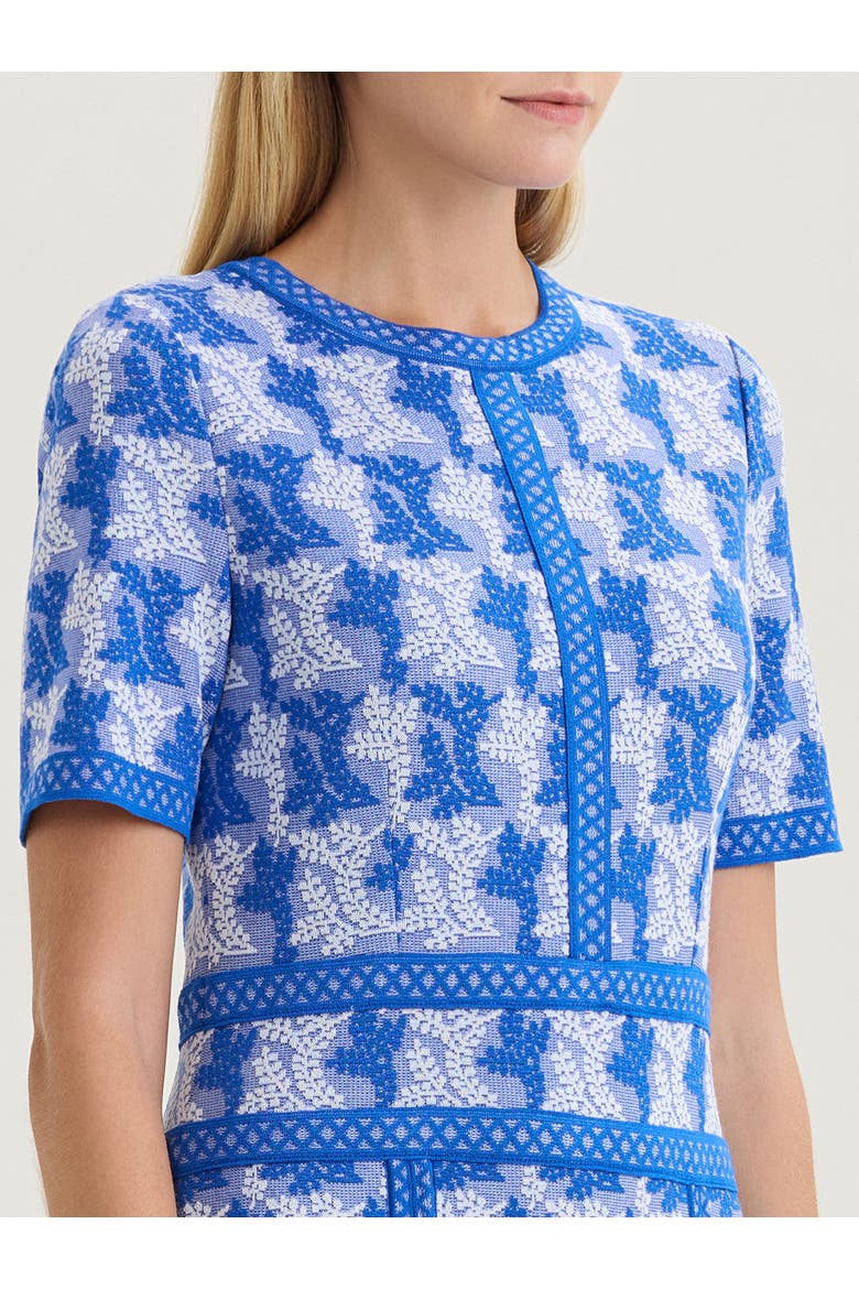 Fit & Flare Intarsia Knit Maxi Dress, Alternate, color, Aegean Blue/White