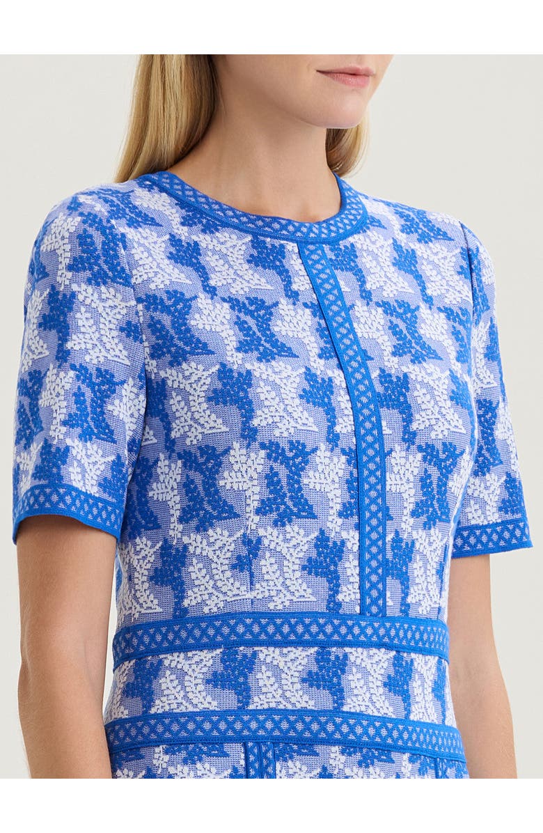 Misook Fit & Flare Intarsia Knit Maxi Dress, Alternate, color, Aegean Blue/White