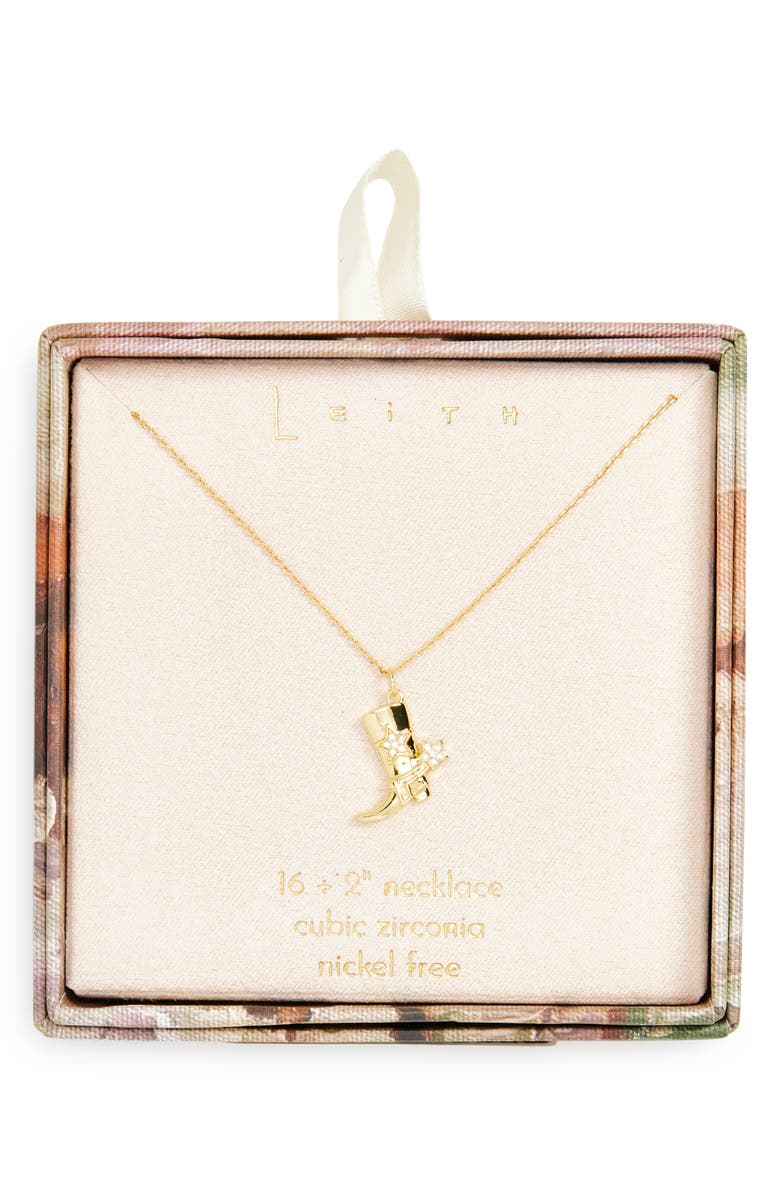 Leith CZ Cowboy Pendant Necklace, Main, color, Clear- Gold