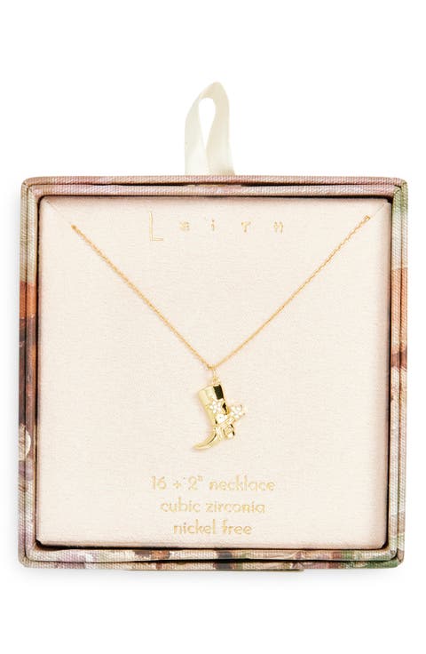 CZ Cowboy Pendant Necklace