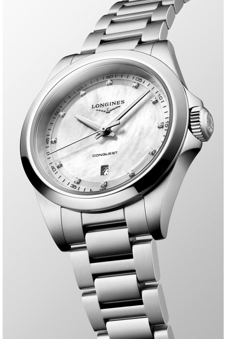 Conquest Bracelet Watch, 30mm, Alternate, color, WHITE MOTHER OF PEARL