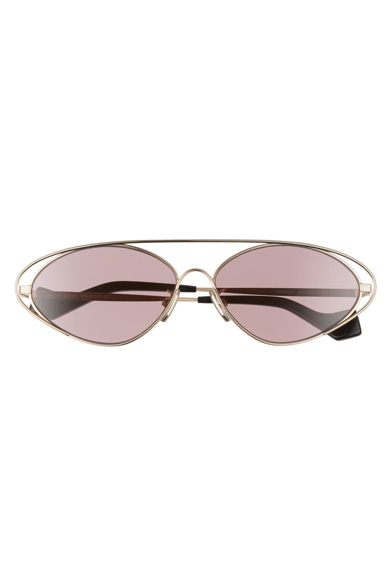 60mm Tinted Oval Aviator Sunglasses, Alternate, color, GOLD/ PINK