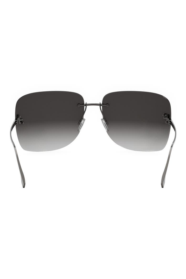 'Fendi First 65mm Oversize Square Sunglasses, Alternate, color, SHINY LIGHT RUTHENIUM / ROVIEX