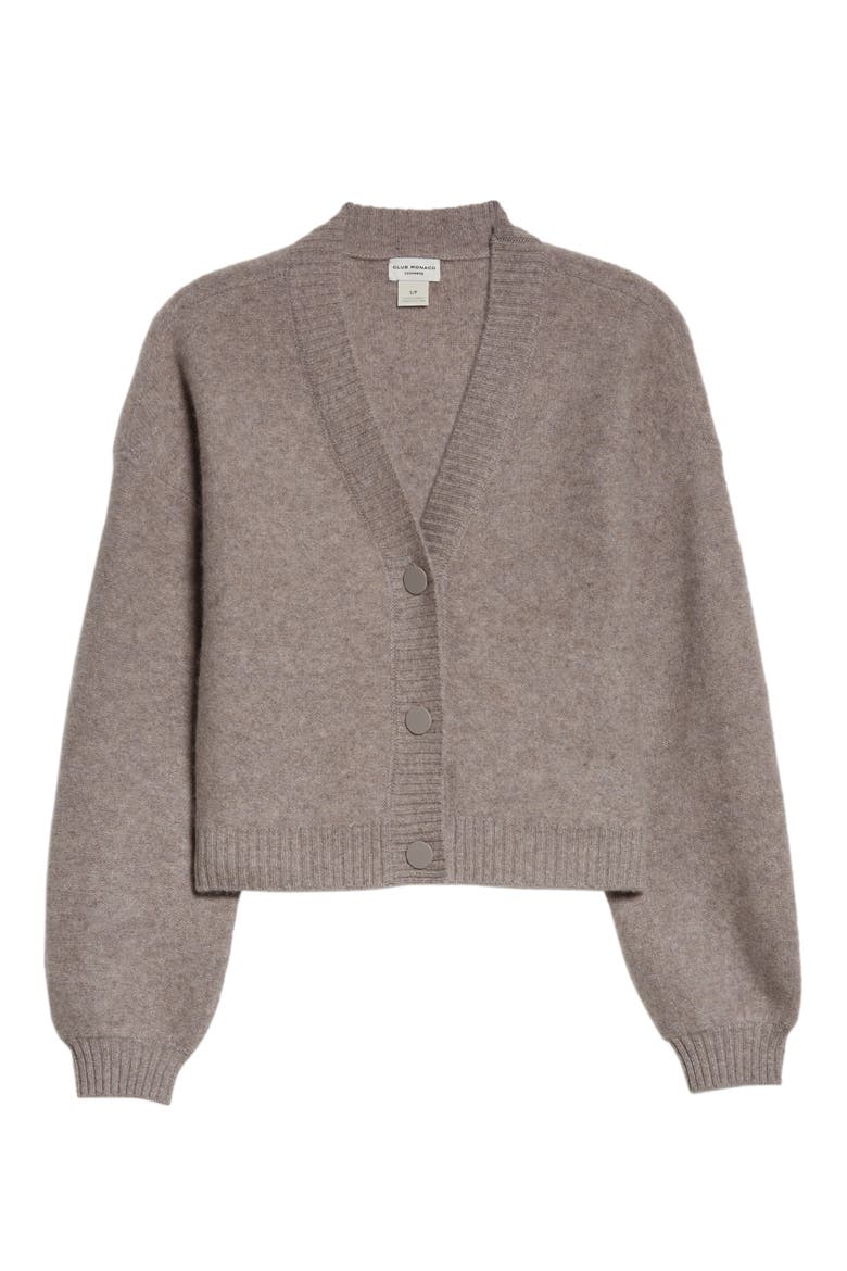 Cashmere Cardigan, Alternate, color, GREY BROWN