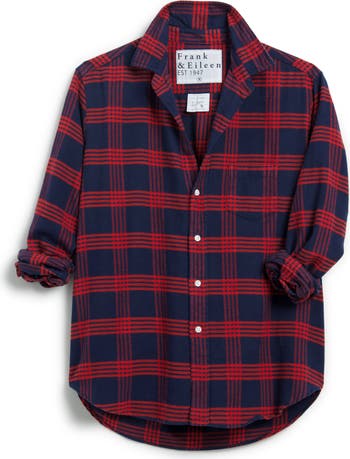 Frank & Eileen EILEEN Relaxed Button Up Collared Long Sleeve Plaid Blouse sold Shirt