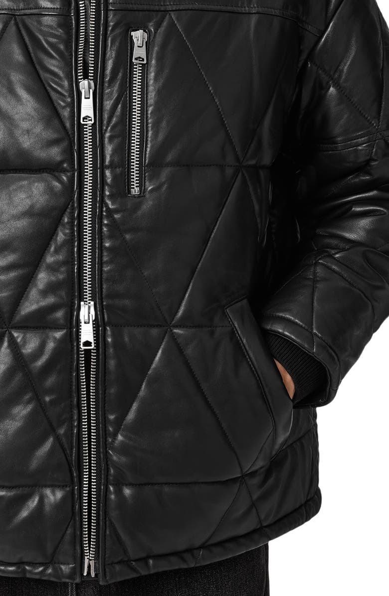 AllSaints Brockwell Quilted Leather Jacket, Alternate, color, Black