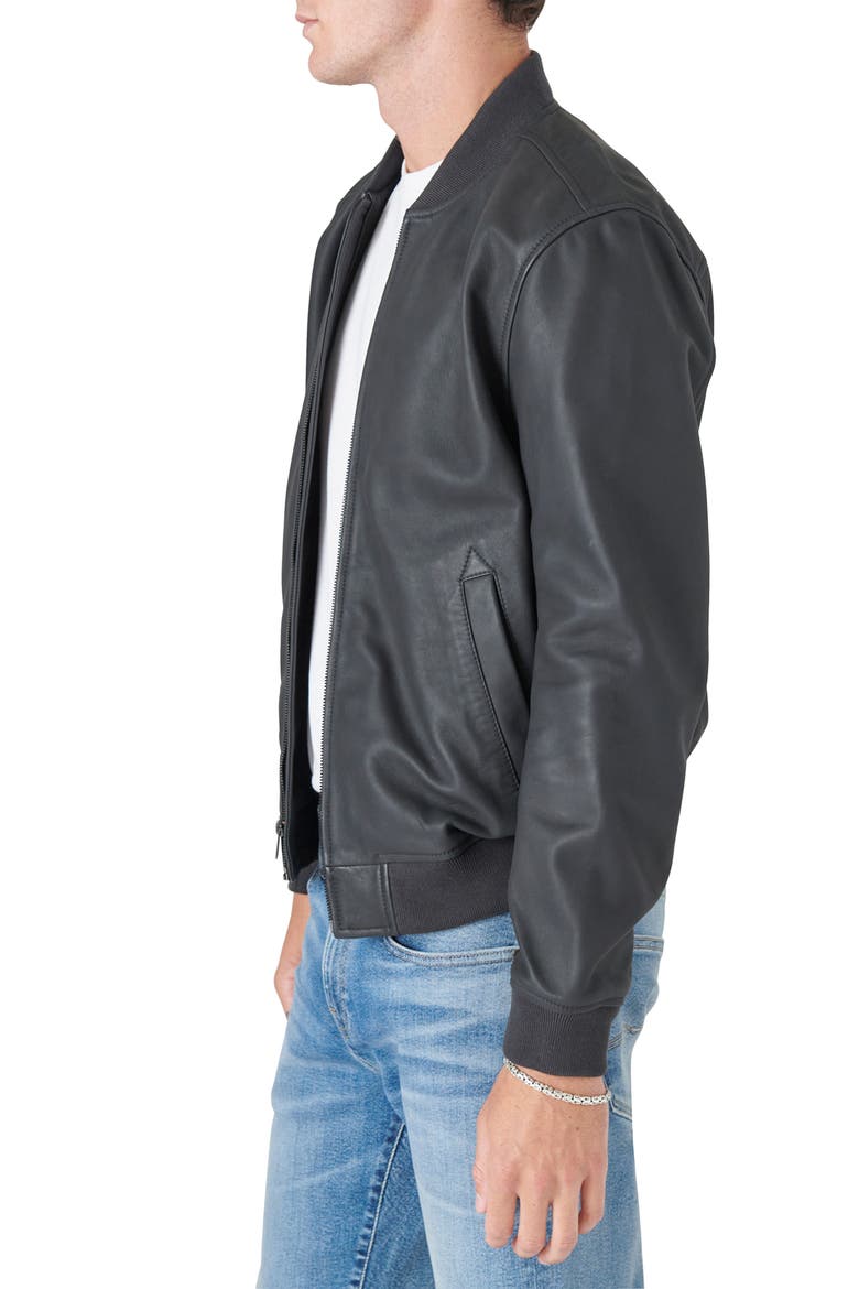Leather Bomber Jacket, Alternate, color, 001 BLACK