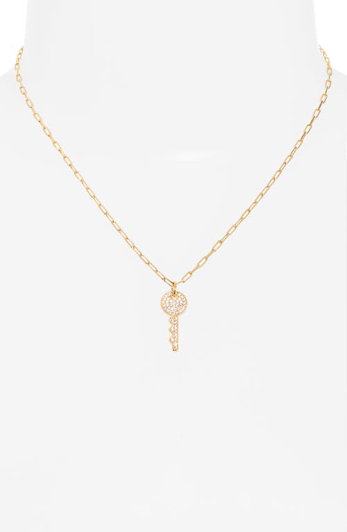 Nordstrom Demi Fine Pavé Key Pendant Necklace In 14k Gold Plated
