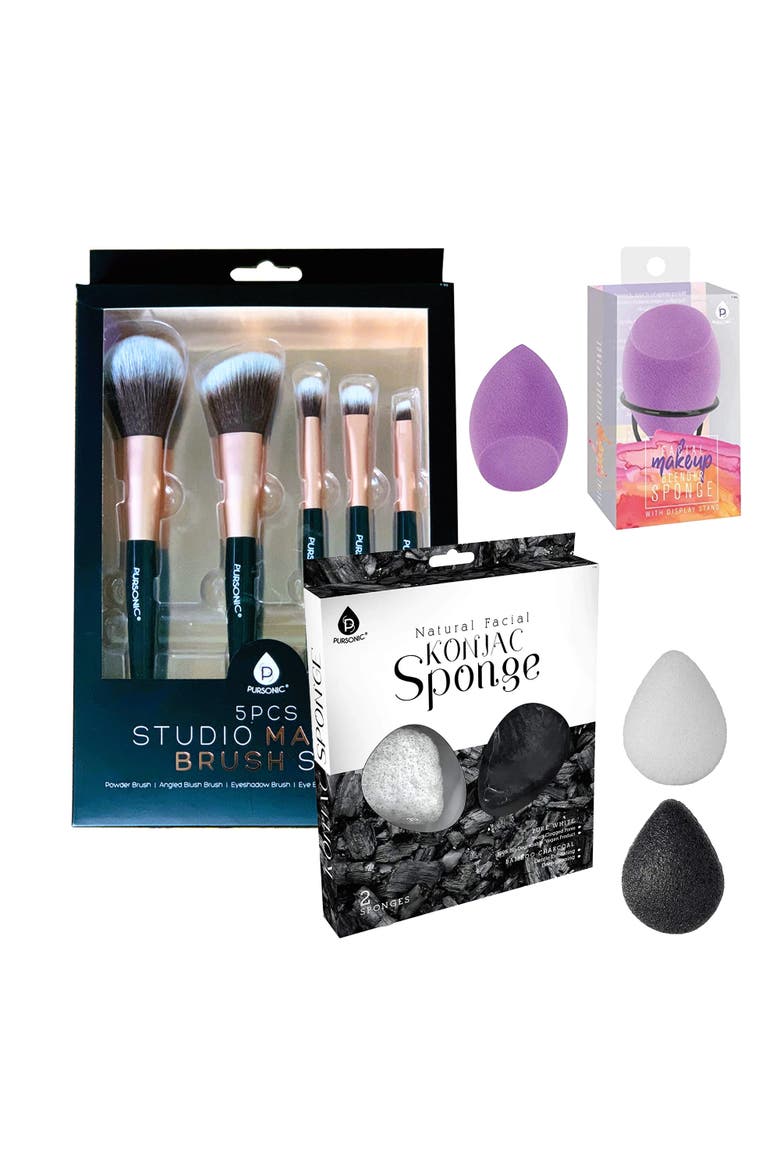 Makeup Sponge, Konjac Sponge & Brush Set, Main, color, Multicolor