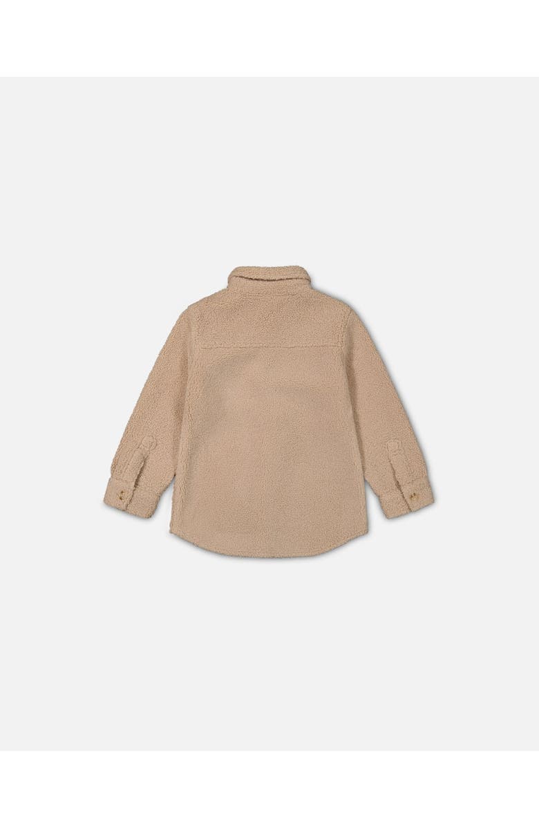 Deux par Deux Little Boy's Soft Fleece Overshirt With Pocket Beige, Alternate, color, Sesame