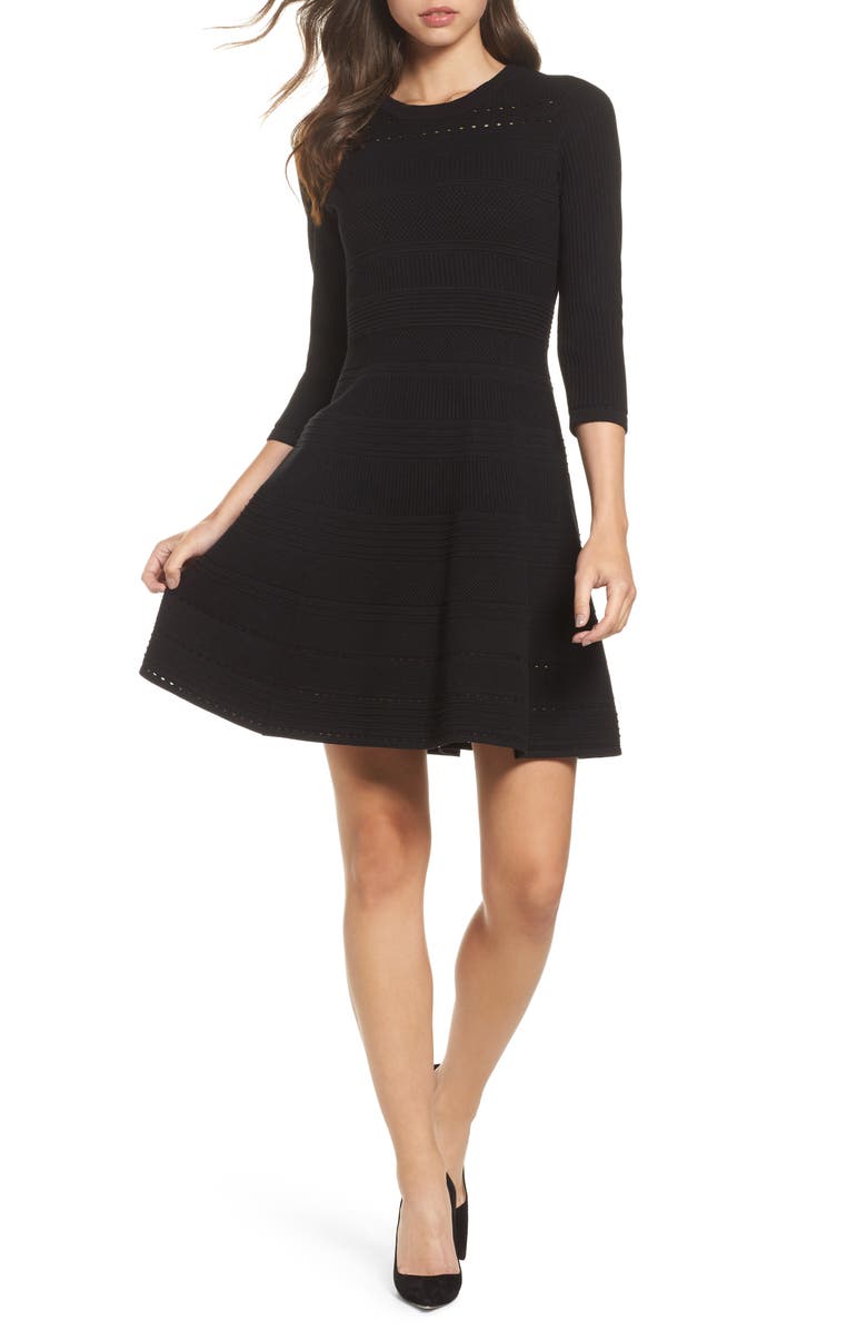 Eliza J Fit & Flare Sweater Dress, Main, color, 