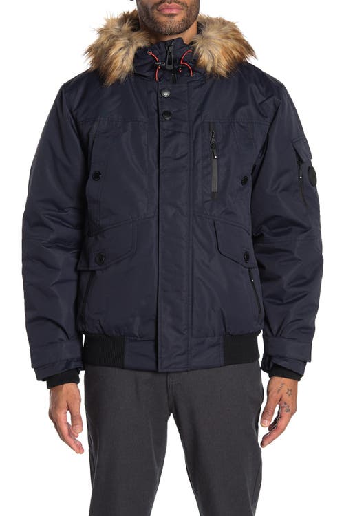 Noize Faux Fur Hooded Bomber Jacket In Black